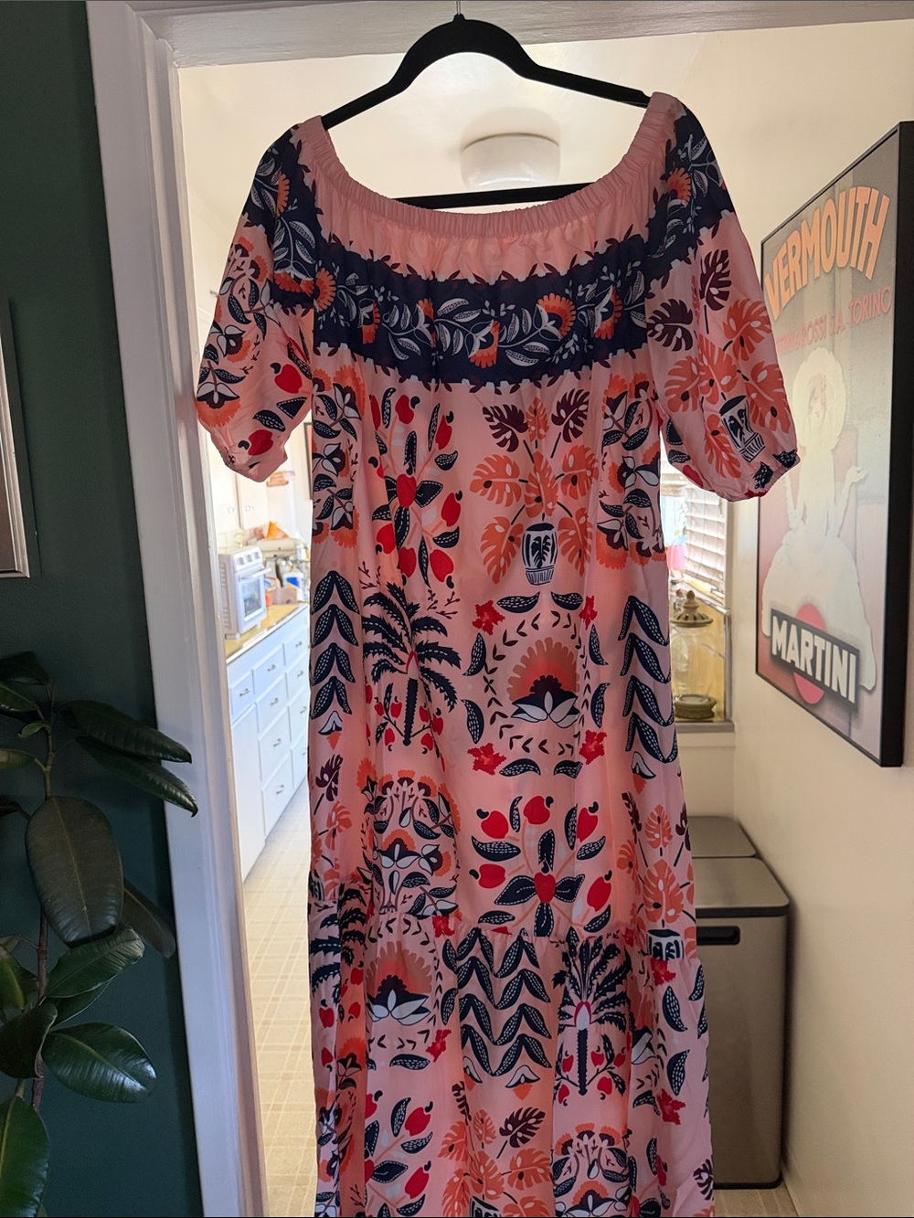 Pink Floral Off-Shoulder Maxi Dress